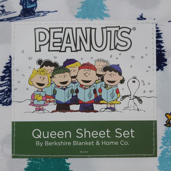 Peanuts Queen Sheet Set By Berkshire Holiday Trees Christmas Polyester - Picture 4 of 9